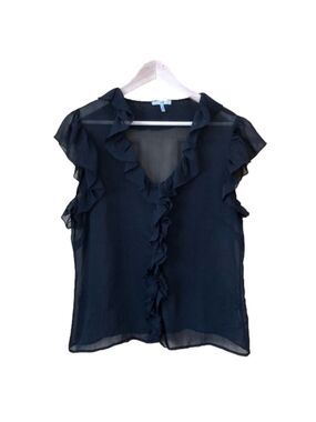 Metro 7 Cap Sleeve Sheer Ruffled Top size XL